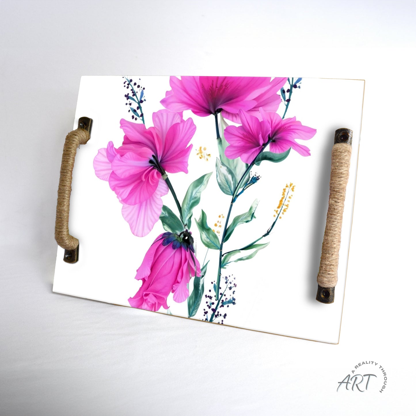 Pretty In Pink Tray (Jute Wrapped Oil Rubbed Bronze)